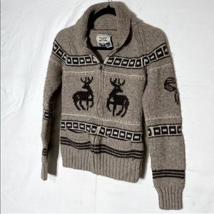 Aritzia TNA Lambswool Deer Sea To Sky Cowichan Style Sweater XS